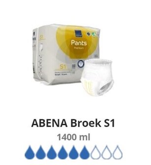 ABENA PANTS PREMIUM S1 - 1400ML - GEEL - KARTON