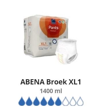 ABENA PANTS PREMIUM XL1 - 1400ML - ORANJE - KARTON
