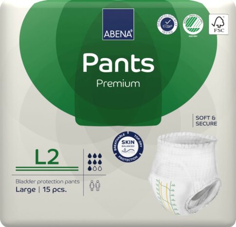 ABENA PANTS PREMIUM L2 - 1900ML - GROEN - KARTON