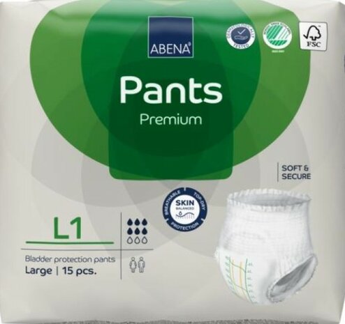 ABENA PANTS PREMIUM L1 - 1400ML - GROEN - KARTON