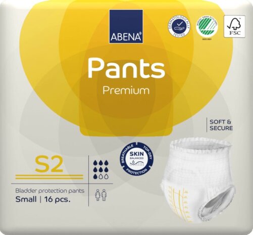 ABENA PANTS PREMIUM S2 - 1900ML - GEEL - KARTON