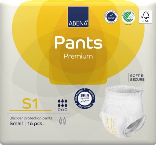 ABENA PANTS PREMIUM S1 - 1400ML - GEEL - KARTON